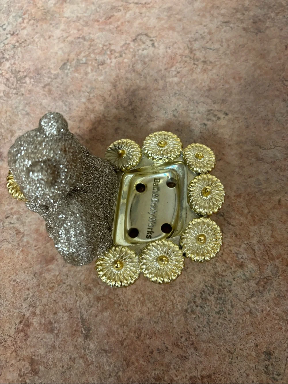 Bath & Body Works Glitter Gold Squirrel Acorn Foaming Soap Holder